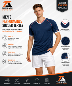 Camiseta de Fútbol Personalizada para Hombre, Cuello en V, Manga Corta, Transpirable, de Secado Rápido, Ropa Deportiva, Camiseta de Fútbol para Equipo - Product Image 4