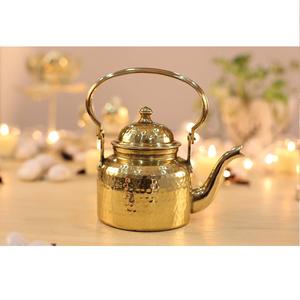 Bouilloires à thé en métal brillant de qualité supérieure au design martelé, finition dorée, théière pour la maison et l'hôtel, ensembles de café et de thé - Product Image 1