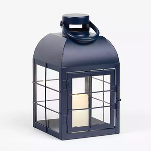 Tall Iron <b>Candle</b> <b>Lantern</b> With Rustic Iron Roof Designed For Living Room Styling Fireplace Decor And Corner Mood Lighting - Product Image 5