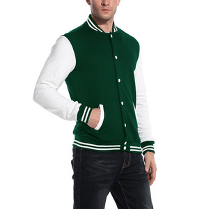 Chaqueta Varsity clásica unisex con cierre frontal de botón Chaqueta de béisbol gruesa y cálida con cuello acanalado y dobladillo - Product Image 2