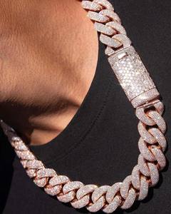 Cadena Cubana de Moissanita VVS1 Chapada en Oro de Plata Esterlina S925, Totalmente Iced Out, Corte D, Personalizada, Estilo Miami, Unisex, Hip Hop, para Fiesta, para Rapper - Product Image 1