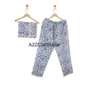 Classy Indian 100% Pure Cotton <b>Pyjamas</b> Womens Cotton Pj Set Soft Cotton Trousers Shirts Sets Design Sleep Wear Suits - Product Image 4