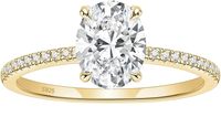 Anillos de Compromiso y Promesa de Boda de Plata de Ley 925, Estilo Clásico de Lujo, con Moissanita de Corte Ovalado de 3 Quilates Certificada