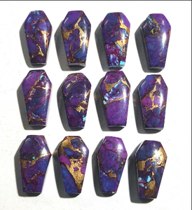 Cabochon lisse en forme de cercueil Turquoise en cuivre violet naturel pour la fabrication de bijoux Collier de pierres précieuses Bague Bracelet de pierre de naissance de mars - Product Image 4