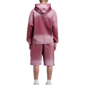 Ensemble de survêtement pour homme en couleur unie d'été, sweat à capuche zippé délavé au soleil et short, streetwear personnalisé, respirant, sweat à capuche à épaules tombantes et short pour homme - Product Image 2
