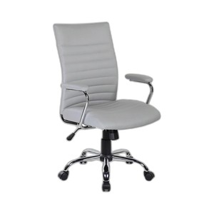 San Francisco Modern Executive Chair Grey Eco-leather <b>Ergonomic</b> Lift Swivel Adjustable Headrest PP Aluminium PU Fabric Material - Product Image 1