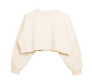 100% coton uni à manches longues femmes surdimensionné haut sweat recadrée chaud solide mode décontracté nouveau élégant respirant sweat - Product Image 6