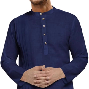 เสื้อคลุมคัฟตันผ้าฝ้ายไซส์ใหญ่สำหรับผู้ชาย แขนยาว สวมใส่สบาย สไตล์มุสลิม ทรงหลวม สีพื้น เหมาะสำหรับงานแต่งงานแบบดั้งเดิมของเอเชียและงานปาร์ตี้ - Product Image 1