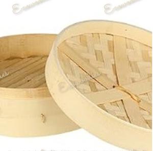 Ustensiles de cuisine à vapeur en bambou à 2 niveaux faits à la main Cuiseurs à vapeur en bois ronds naturels avec couvercle de boulette pour la cuisson des aliments ménagers - Product Image 4