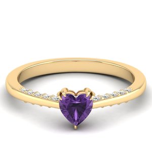 Bague REYES en argent sterling 925 avec pierre précieuse améthyste taille cœur de 0,5 ct et moissanite pour femme, cadeau de mariage, bijoux fins - Product Image 6