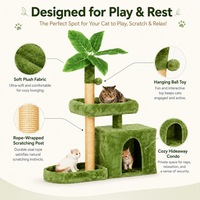 Griffoir pour chat moderne, compact, écologique, durable et antidérapant, avec corde en sisal, jouet, balle et base en peluche douce, pour intérieur, en carton