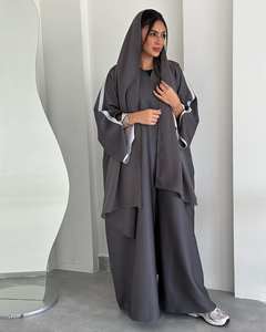 Handmade Traditional Muslim <b>Prayer</b> Wear for Adults Black Silk Dubai Abaya Beautiful White Embroidery Anti-Wrinkle Long Sleeve - Product Image 2