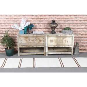 Tapis vintage, tapis turc de 1,9 x 16,4 pieds, tapis en laine blanc et marron à motifs floraux - Product Image 2