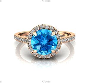 Trending Demanded Swiss <b>Blue</b> Topaz December Birthstone <b>Ring</b> 14k Real Gold Prong Setting Diamond Solitaire Wedding <b>Ring</b> OEM & ODM - Product Image 6