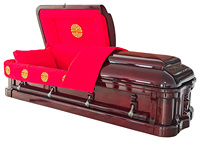 Cercueil et urne funéraires de luxe en acajou massif sculpté avec doublure en velours rouge, cercueil funéraire personnalisable