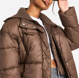 OEM tallas grandes mujeres Crop alta calidad de punto transpirable ecológico Puffer chaqueta Casual invierno de gran tamaño de moda acolchado - Product Image 2