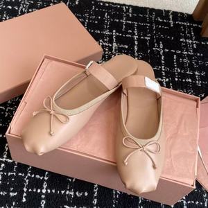 Zapatos Planos de Ballet de Cuero Genuino para Mujer, Diseño de Alta Calidad con Lazos de Seda y Satén, Pantuflas Casuales para Caminar, Aptas para Todas las Temporadas - Product Image 4