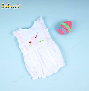 Pelele de Verano para Bebé Niño con Apliques de Conejito Rosa y Flores, 100% Algodón, Cierre de Botones a Presión, Certificado OEKO-TEX, Corto - Product Image 2