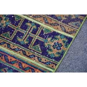 Alfombra Turca Vintage de 2.8x9.3 pies, Alfombra Oriental Azul de Lana - Product Image 5