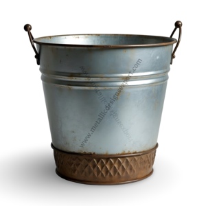 Seau en métal galvanisé avec base texturée au design robuste pour le stockage des jardinières ou le refroidissement des boissons Poignées doubles - Product Image 5