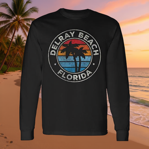 T-shirt promozionale a maniche lunghe con grafica vintage anni '70 di Delray Beach Florida FL - Product Image 3