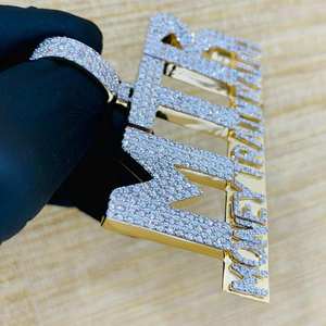3.30 Ct Cut Moissanite Crown <b>Pendant</b> MTR <b>Initial</b> 18K Yellow Gold Plated Sterling <b>Silver</b> Gift Hip Hop Charms Unisex - Product Image 4