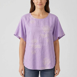 Trendy Ladies <b>Beach</b> Top Short Sleeve Summer <b>Shirt</b> Lightweight Vacation Wear Casual Resort Fashion Holiday Outfit - Product Image 3