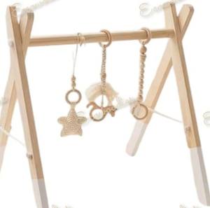 Gimnasio para bebés recién nacidos de tendencia ecológica, gimnasio encantador de ratán sostenible para bebés, gimnasio con aros de ratán en la barra del gimnasio - Product Image 5