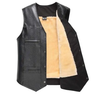 Veste d'hiver pour hommes avec gilet sans manches multi-poches sous-chemise en toile respirante vêtements épaissir veste en cuir chaude - Product Image 3