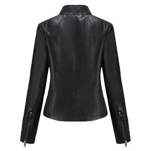 Chaqueta corta de cuero para mujer con logotipo personalizado impreso, ropa informal, Chaqueta corta de cuero para mujer, salida de fábrica de la mejor calidad - Product Image 4