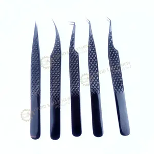 ที่คีบขนตาสแตนเลสสีดำปลายแหลมไฟเบอร์เพิ่มวอลลุ่มอุปกรณ์ขนตาแบบปรับแต่งโลโก้ได้ - Product Image 1