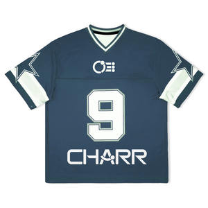 Maillot de football américain en maille Boxy Fit unisexe Retro American Streetwear Sports T-Shirt Cropped and Oversized Printed Technique - Product Image 4