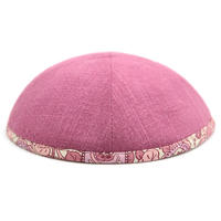 Kippah Kustom Warna Solid Sederhana Katun Rami Leher Bulat Topi Yahudi Mode Topi Etnik
