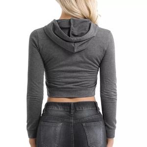 Sudadera con Capucha de Manga Larga para Mujer, con Estampado OEM, Transpirable, Estilo Crop Top, para Invierno - Product Image 5