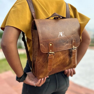 Nuevo mensajero dos en uno con mochila de cuero de grano completo, bolsas de viaje hechas a mano reales, mochila multiusos, mochilas escolares - Product Image 1