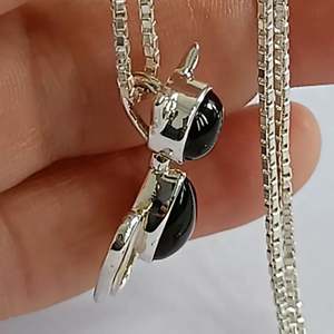 Collier en argent sterling 925 fait main avec pendentif chat en onyx noir, chaîne réglable de 16 à 24 pouces, cadeau pour elle - Product Image 6