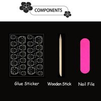 Faux ongles à presser French Tips, forme amande moyenne, motif floral 5D, finition brillante marron, à coller, vente en gros