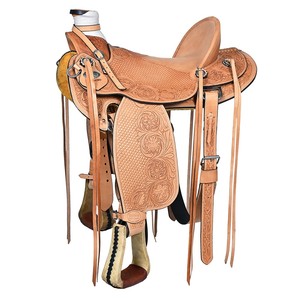Selle de cheval Western en cuir pour ranch, modèle Wade, couleur Tan, Hilason, pour commande en gros, à vendre - Product Image 1