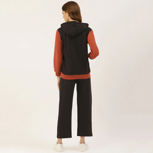 Conjunto Deportivo Ecológico de 2 Piezas para Mujer, Sudadera con Capucha y Pantalones de Felpa de Algodón/Poliéster, Estilo Casual, Transpirable, con Cierre - Product Image 4