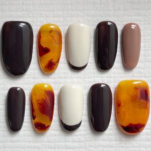 Appuyez sur les ongles 10 pièces forme d'amande faux ongles fait à la main fête quotidienne avec outil de <span class=keywords><strong>manucure</strong></span> sûr et fiable - Product Image 2