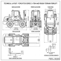 Chariot élévateur tout-terrain diesel 4x4 YCMG 3 tonnes avec certification CE pour les travaux de construction, les exploitations agricoles et les environnements boueux