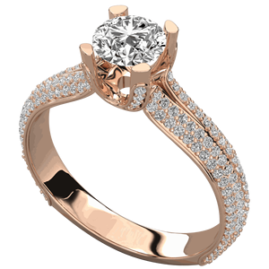 Anillo de Boda con Diamantes Redondos en Forma de U - Product Image 4
