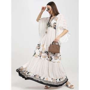 Womens Boho Printed Maxi <b>Dress</b> V Neck Flared Sleeves Tiered <b>Long</b> Summer <b>Dress</b> - Product Image 2