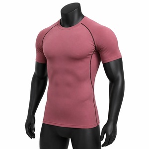 High Quality <b>Mens</b> Slim Fit Compression Shirt Short Sleeve Athletic Gym Wear <b>Stretch</b> Eco-Friendly Fitness Bulk Supply Factory - Product Image 2