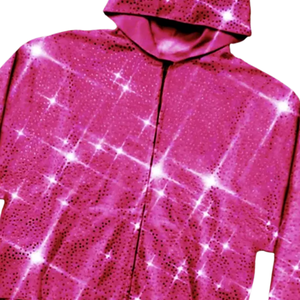 Sweat à capuche rose avec strass pour homme et femme, luxe, cristal, brillant, fermeture éclair, streetwear, hip hop, mode, diamant, automne, écologique - Product Image 2