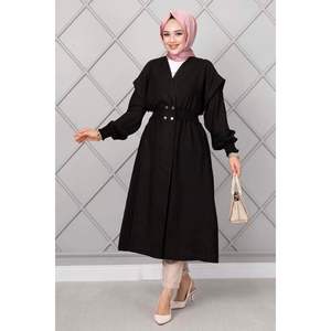 Cape longue taille élastique pour hijab noir - Product Image 3