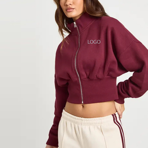 Sweat-shirt uni pour femme Clean Finish, vêtements en gros, prix d'usine, sweat-shirt uni pour femme / manches longues avec fermeture éclair - Product Image 1