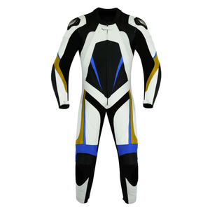 Genuine Cowhide Leather Racing Protective Suit For Men CE Armored Protected Black/White/Grey Leather Motorcycle Suit - Product Image 5