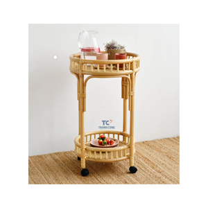 Chariot de bar en rotin fait à la main pour hôtel Chariot en rotin fait à la main en osier OEM variété acceptable de fournisseur de couleur Vietnam - Product Image 1