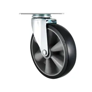 CCE roda industri karet TPR putar 125mm, dengan dudukan pelat atas